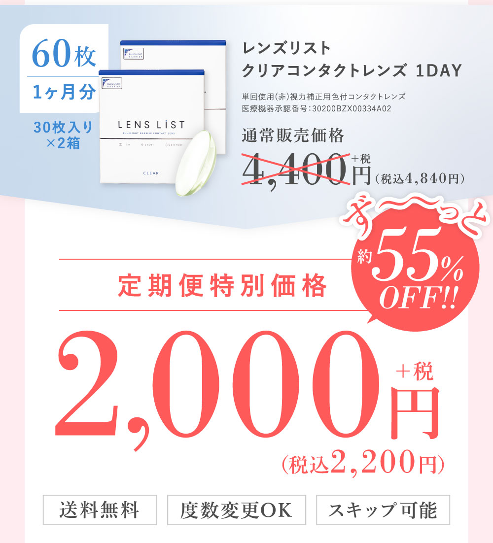 レンズリスト クリアコンタクトレンズ 1DAY