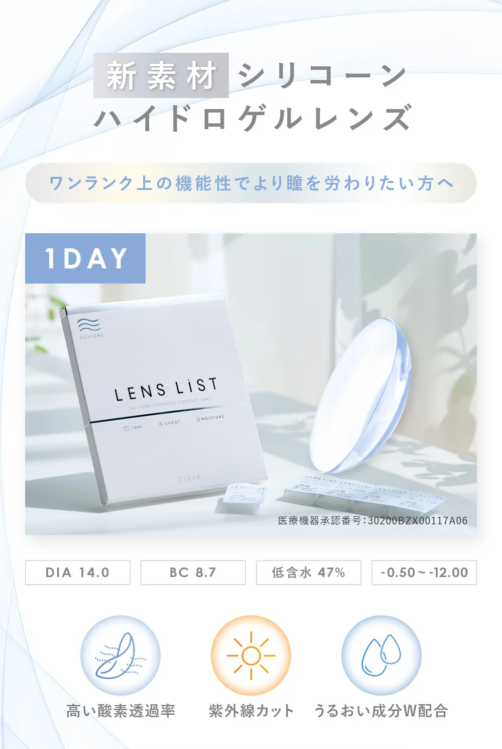 1DAY 【新素材】シリコーンハイドロゲル