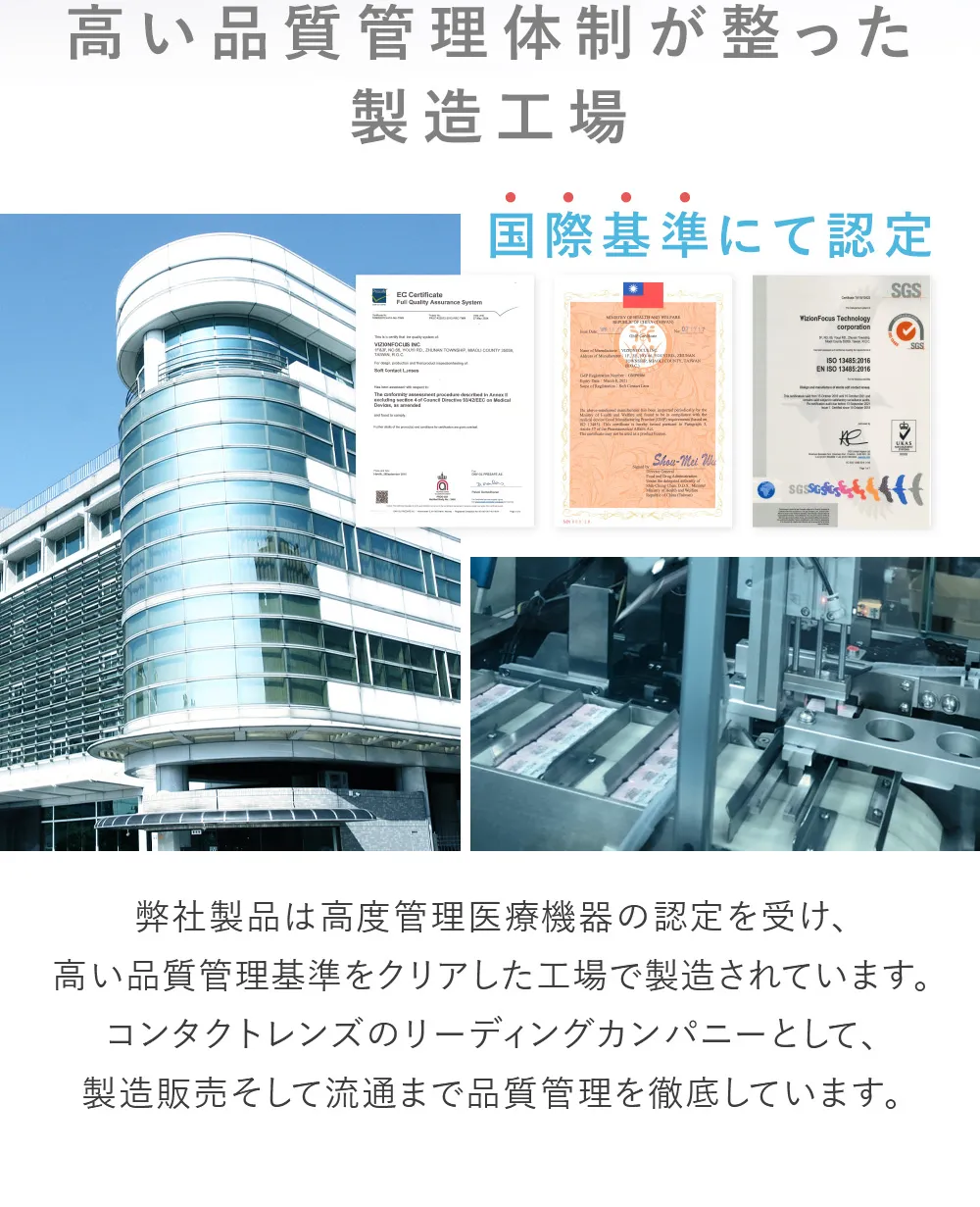 高い品質管理体制が整った製造工場