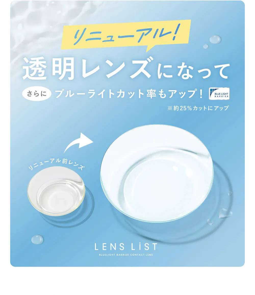 リニューアル!透明レンズになってさらにブルーライトカット率アップ!※約25%カットにアップ