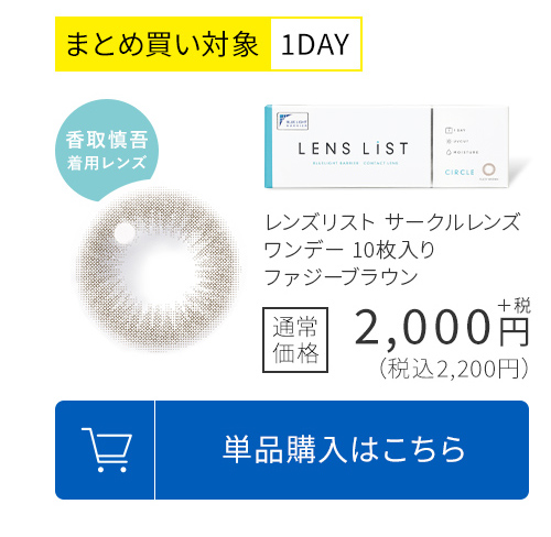 まとめ買い対象1DAY レンズリスト サークルレンズ ワンデー 10枚入り ファジーブラウン 通常価格2,200円(税込)