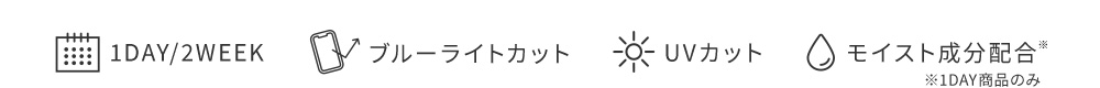 1DAY/2WEEK ブルーライトカット UVカット モイスト成分配合