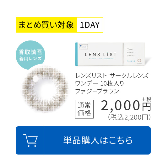 まとめ買い対象1DAY レンズリスト サークルレンズ ワンデー 10枚入り ファジーブラウン 通常価格2,200円(税込)