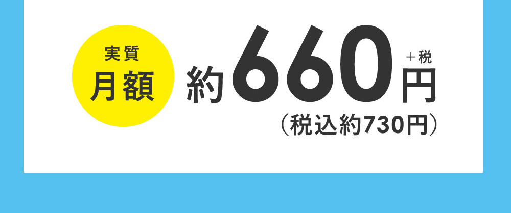 実質月額（税込約730円）＋税約円660