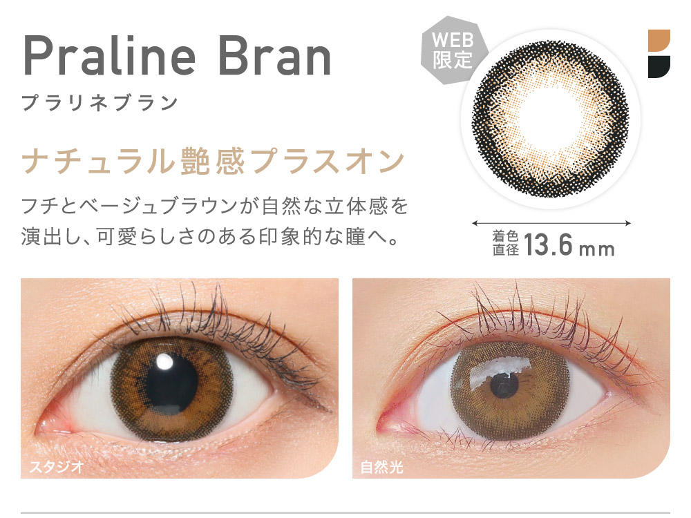 ナチュラル艶感プラスオン Praline Bran プラリネブラン｜カラコン