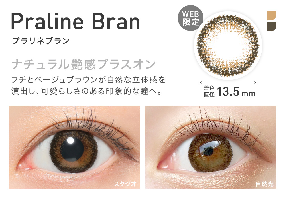 PralineBran(プラリネブラン) ナチュラル艶感プラスオン 着色直径13.5㎜