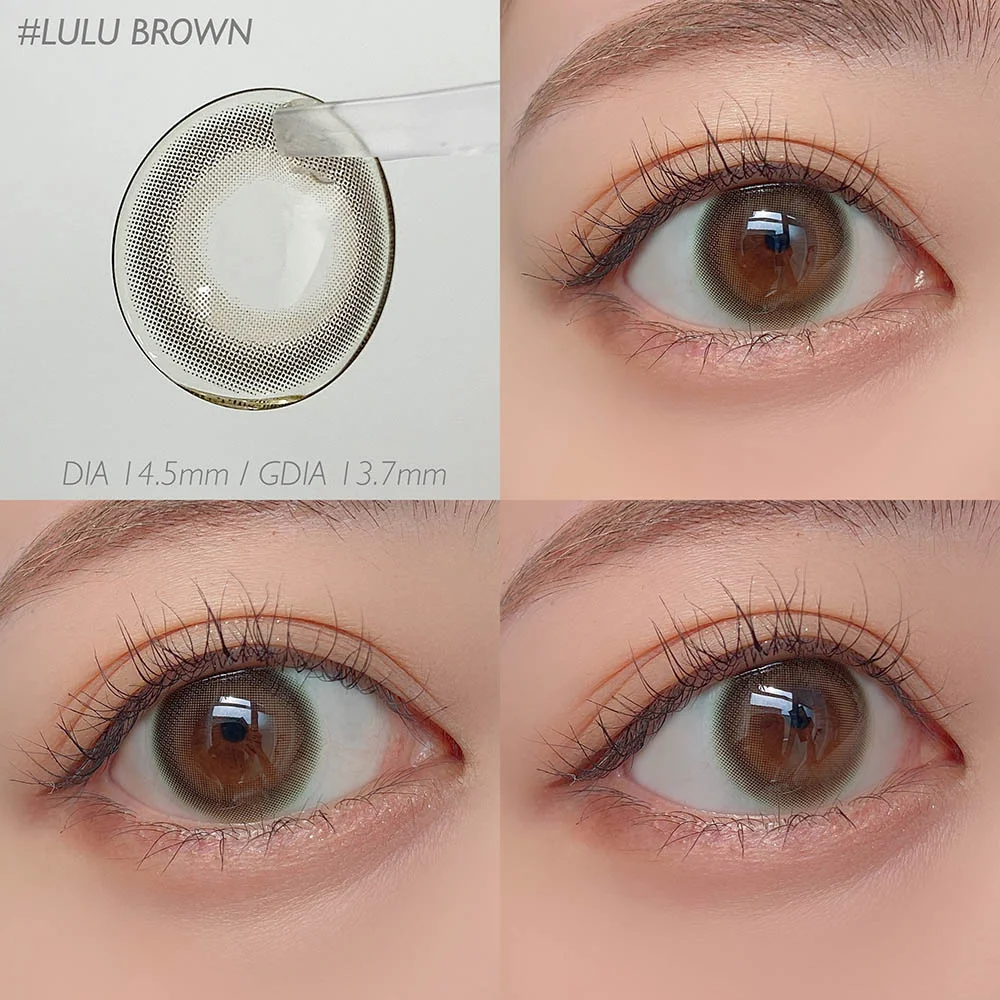 candymagic 1day(キャンディーマジック ワンデー) #LULU BROWN(ルルブラウン)着用画像 商品スペックDIA 14.5㎜ / GDIA 13.7mm