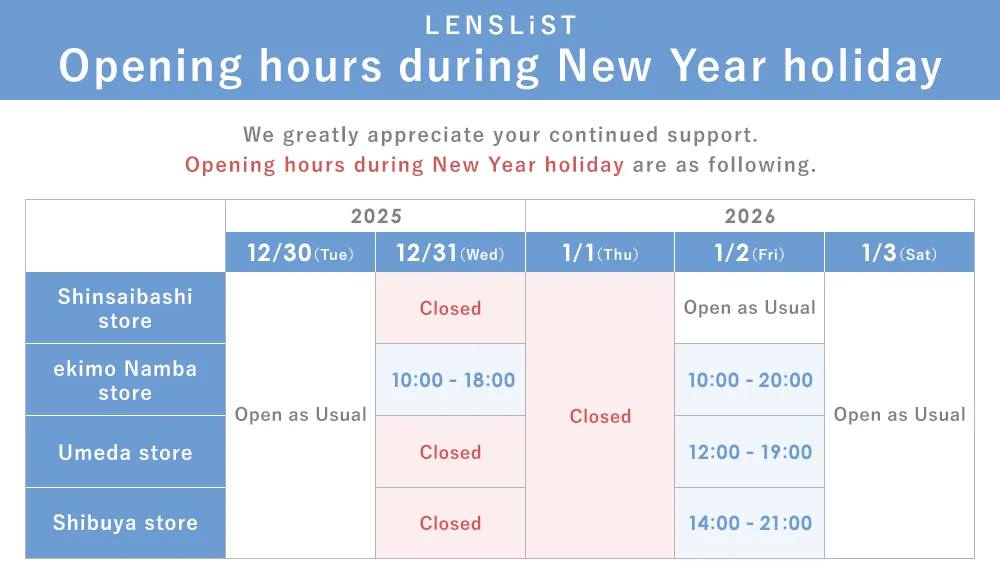 Opening hours during New Year holiday